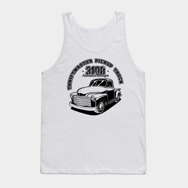 3100 Pickup Truck - Black Print Tank Top by WINdesign